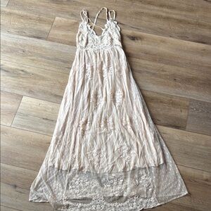 Elegant Cream Lace Maxi Dress